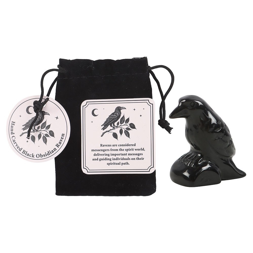 Something Different - Black Obsidian Raven Ornament in a Bag Ornament - Multicolours